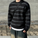 MRCYC老钱风条纹圆领毛衣男冬季 保暖宽松针织衫 韩系日常通勤穿搭