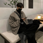 MRCYC麂皮绒痞帅翻领棉衣夹克男士 外套韩系宽松高级感棉服 冬季