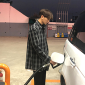 MRCYC韩系宽松长袖 格子衬衫 男潮日系外套潮流帅气百搭港风ins衬衣