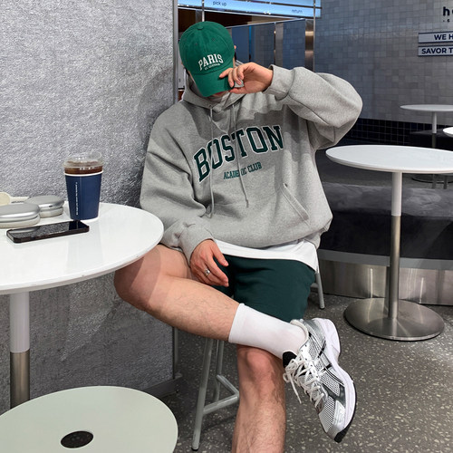 MRCYC韩版宽松字母刺绣连帽卫衣