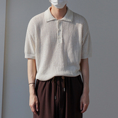 Polo衫 翻领T恤衫 男士 韩系宽松百搭复古纯色半袖 夏季 MRCYC针织短袖