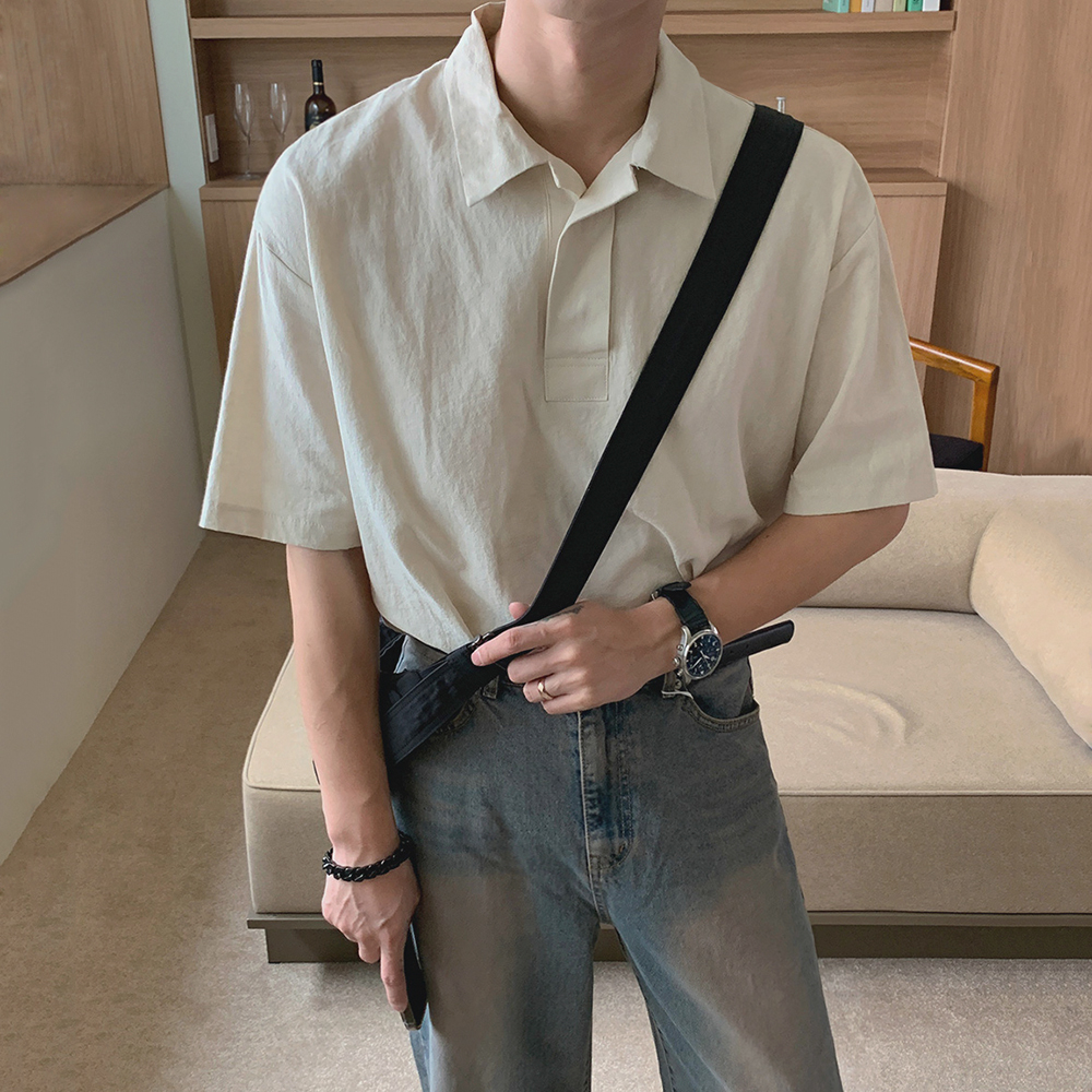 夏季短袖韩系宽松翻领衬衫