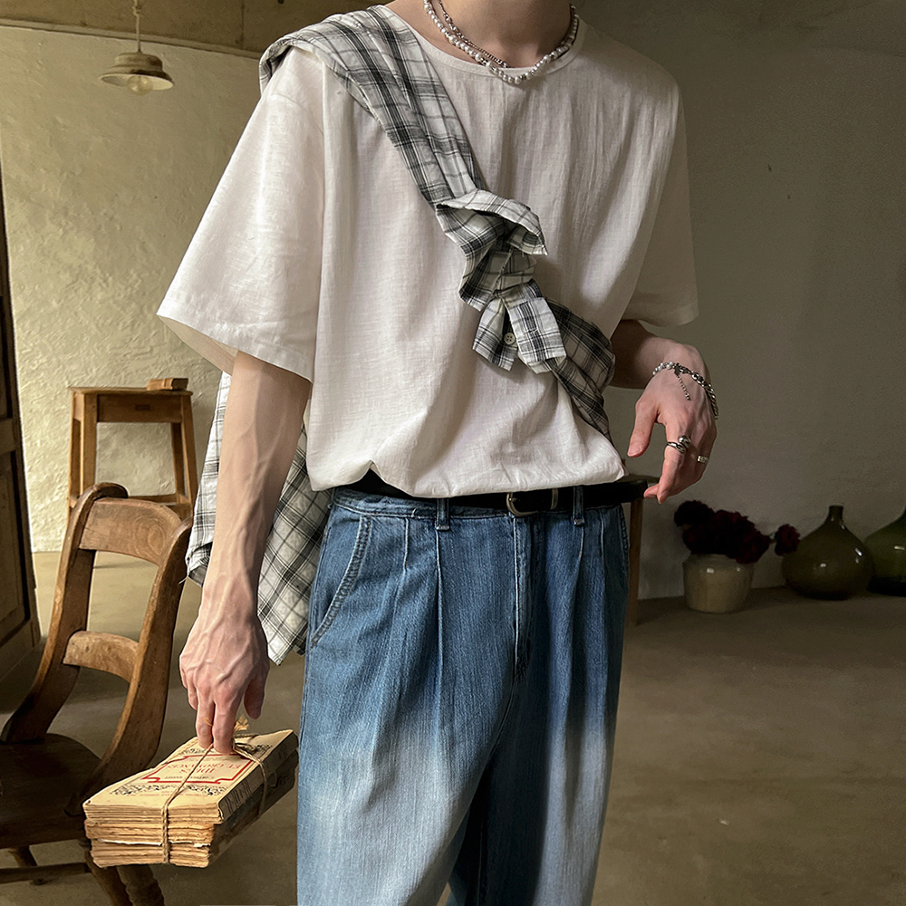 MRCYC韩版宽松高级感纯色短袖T恤