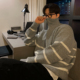 MRCYC半拉链条纹慵懒针织衫 男冬季 保暖宽松上衣韩系潮流套头毛衣