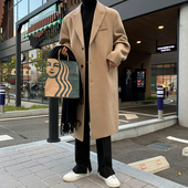 MRCYC毛呢大衣男中长款 秋冬季 韩系宽松潮流过膝英伦风衣呢子外套