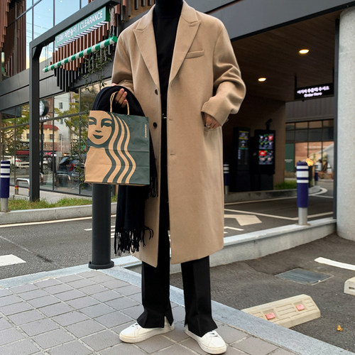 MRCYC韩版秋冬中长款毛呢大衣男