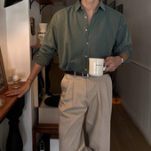 男士 春季 新款 MRCYC复古水洗休闲衬衫 长袖 衬衣韩系潮流高级感寸衣