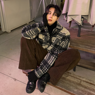 MRCYC小香风格子毛呢夹克男士