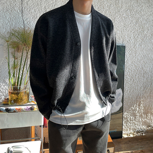 MRCYC开衫 韩系宽松潮流设计感小众休闲v领夹克上衣 外套男士 秋冬季
