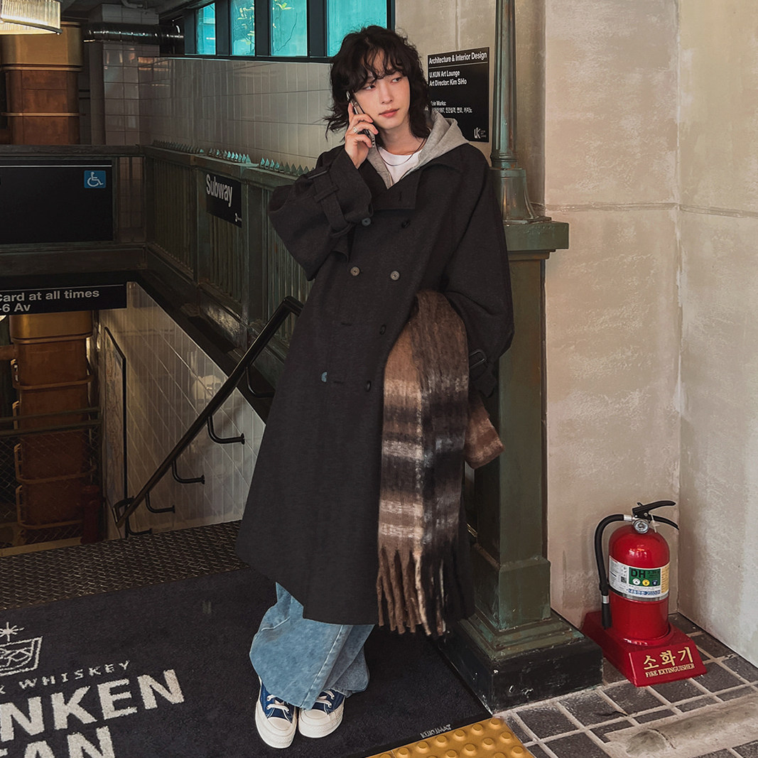 MRCYC冬季中长款毛呢大衣男士宽松翻领保暖外套韩系通勤呢子风衣,男装,毛呢大衣,淘宝优惠券,粉丝福利购,淘宝优惠卷