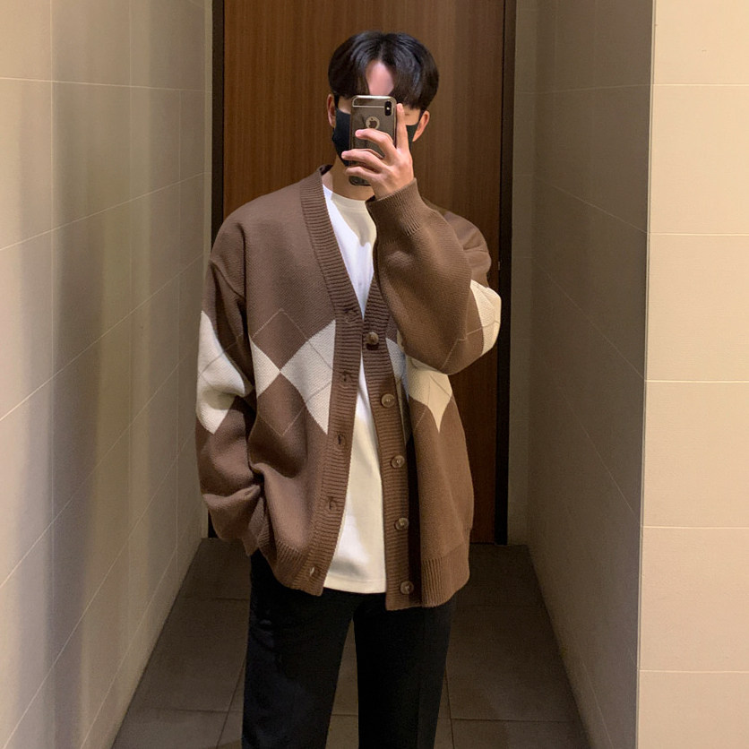 MRCYC高级感V领针织开衫男秋季韩系宽松帅气秋装潮流休闲毛衣外套,男装,针织衫/毛衣,淘宝优惠券,粉丝福利购,淘宝优惠卷