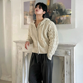 MRCYC慵懒风连帽针织开衫 男冬季 设计感宽松毛衣外套韩系通勤穿搭
