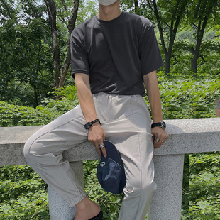 韩版 MRCYC男士 t恤夏季 体恤 短袖 宽松潮流百搭纯色高级感圆领半袖