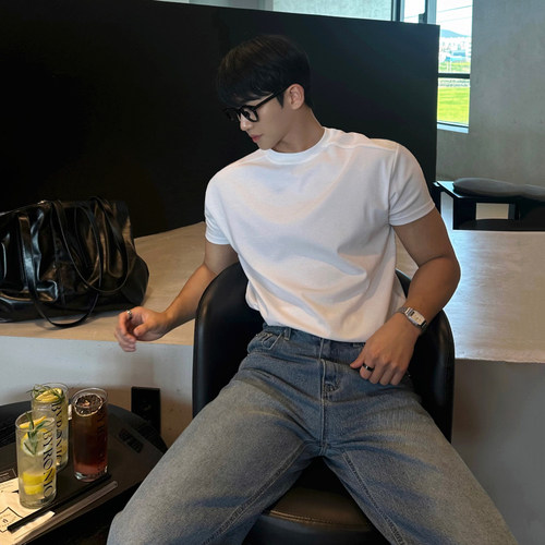 MRCYC简约风正肩短袖T恤男夏季