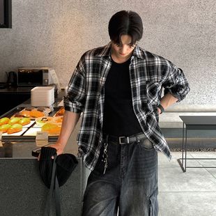 男秋季 衬衫 宽松休闲衬衣韩系通勤风百搭上衣 子长袖 MRCYC复古风格