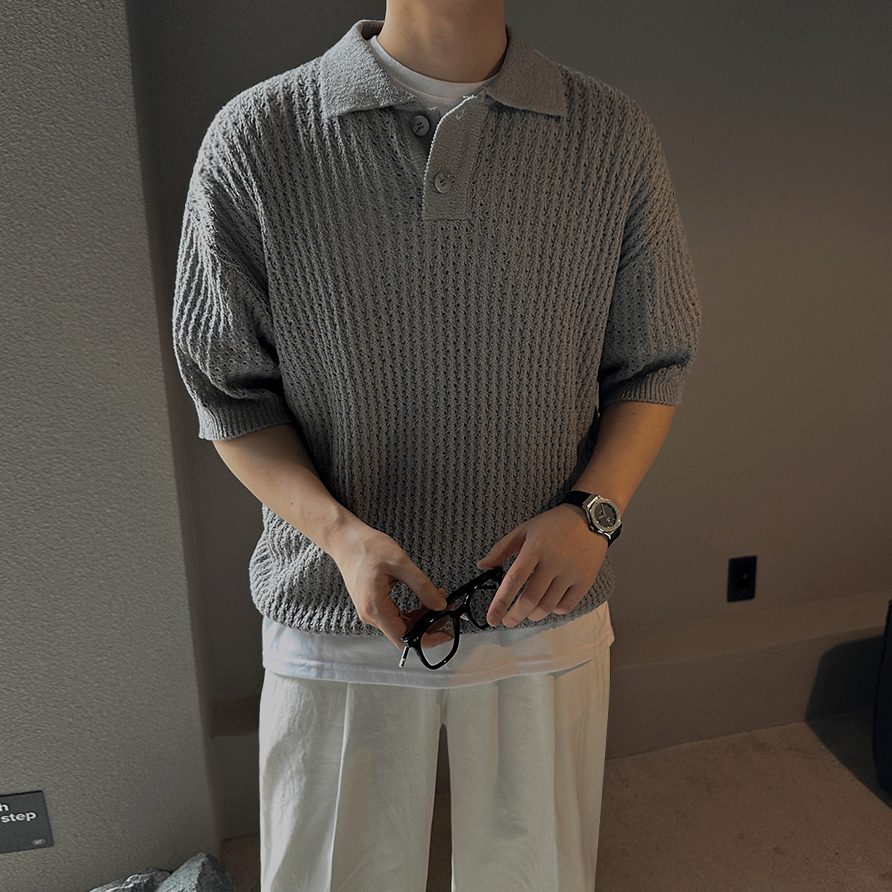 MRCYC夏季薄款透气翻领针织短袖