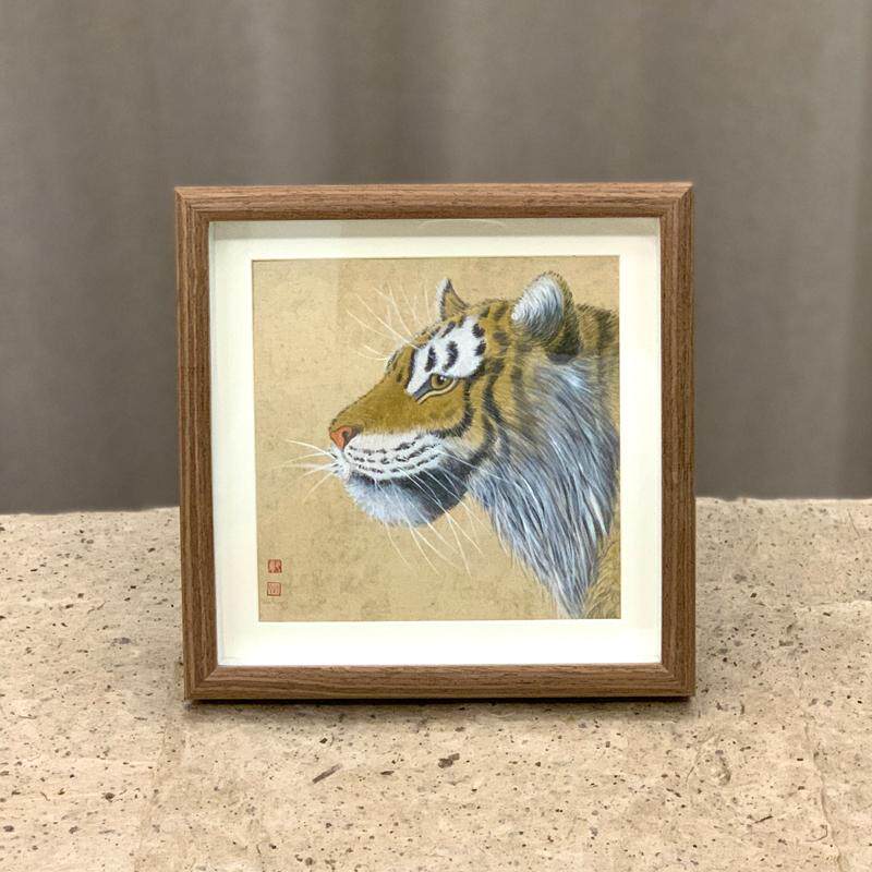 国画摆台郭仲申名家手绘真迹工笔生肖虎禅意挂画桌案摆件装饰礼物