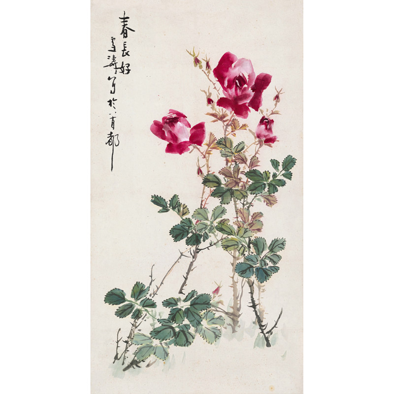 王雪涛春常好新中式仿古画名画真迹复制花鸟画挂轴装裱玄关书房画