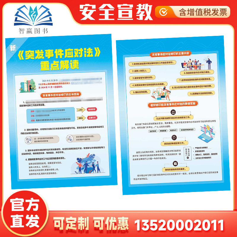 2025新《突发事件应对法》重点解读宣传单 100张 全国安全生产月活动学习员工知识培训资料宣传教育书籍册百科 安全宣传单AD2416