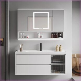 风水镜浴室柜陶瓷一体盆67/77CM87公分97/107厘米117CM洗脸盆定制