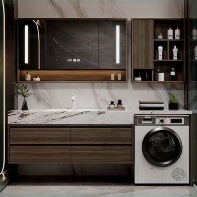 洗衣机组合岩板无缝热弯一体盆浴室柜卫生间洗漱洗手洗脸盆无门板