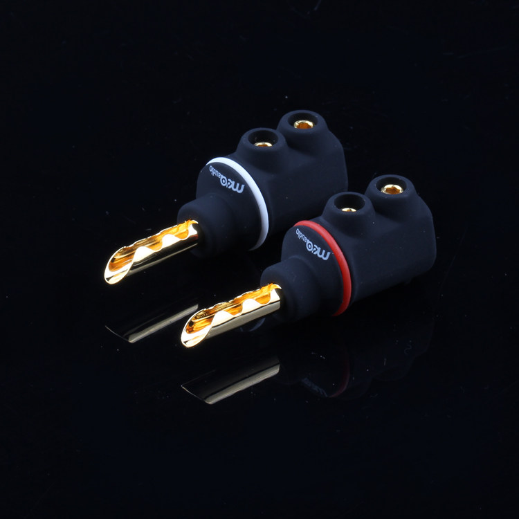 正品mca纯铜镀銠/镀金锯齿香蕉头 免焊发烧喇叭接线端子7mm孔