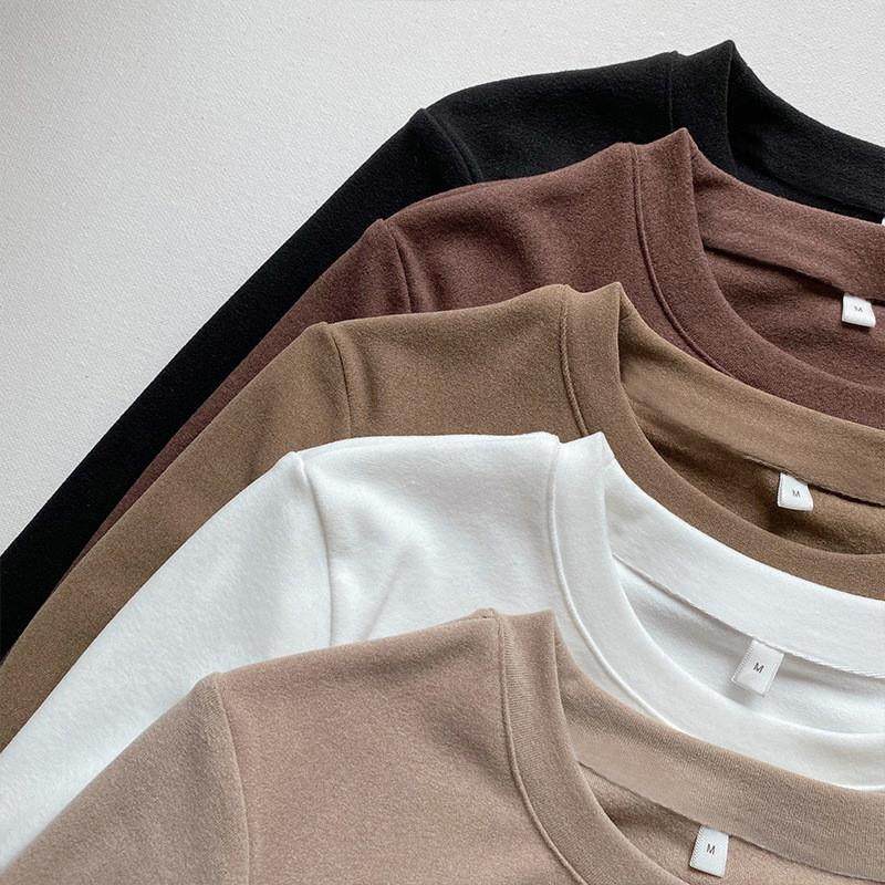 德绒打底衫女秋冬2026新款修身洋气磨毛t恤ins百搭长袖内搭上衣潮
