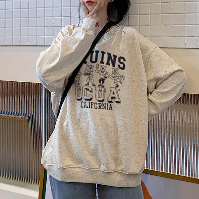 薄款长袖卫衣女2025秋季新款韩版女装学生情侣宽松套头字母印花潮