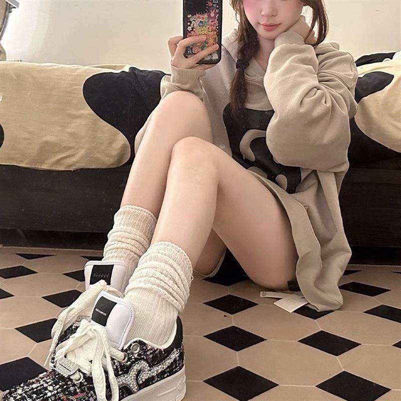 高级设计感宽松潮流秋冬新款加绒女款卫衣印花连帽衫