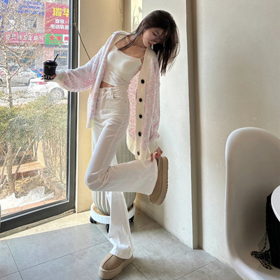 三种裤长马蹄裤白色微喇牛仔裤