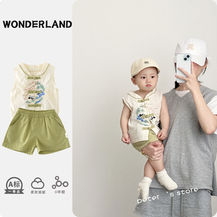 儿童夏季汉服两件套婴儿中式刺绣唐装宝宝百天周岁礼服洋气小套装