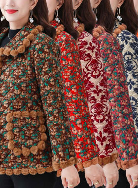 中老年人衣服保暖棉服加绒加厚