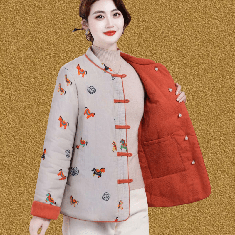 新中式盘扣棉服女中老年人宽松