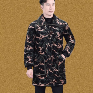 冬季中年人男士棉服外套中长款翻领棉衣耐寒抗冻宽松爸爸大码罩衣