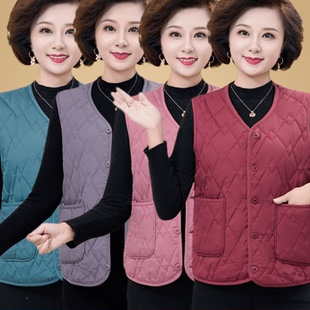 妈妈冬装加绒马夹内胆女中老年人奶奶冬天轻薄小棉袄老人保暖马夹