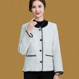 妈妈春装外套小香风短款2026新款时尚中老年女春秋季薄款呢子上衣