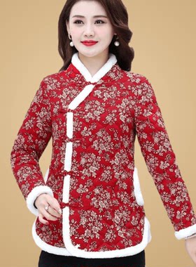 加绒加厚复古盘扣棉服短款棉衣