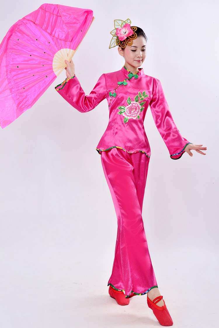 正品扭秧歌服装新款中老年腰鼓扇子舞演出服女舞蹈表演服广场舞秧