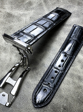 适用海马300登月匠心奔涛鳄鱼皮表带20mm21mm皮表带男士真皮表带