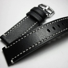 耐用快拆粗线纯手工头层牛皮表带19mm20mm21mm22mm黑色真皮表带
