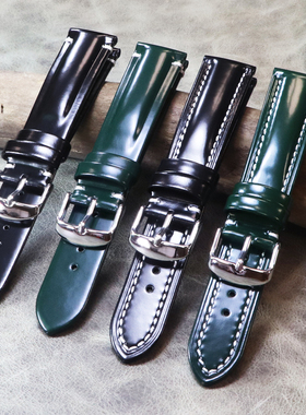 媲美马臀皮快拆手工漆皮18mm19mm20mm21mm22mm牛皮亮皮真皮表带