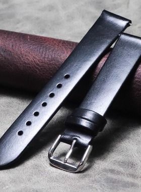 快拆亮皮媲美马臀皮12mm14mm18mm20mm22mm薄款牛皮漆皮黑色表带