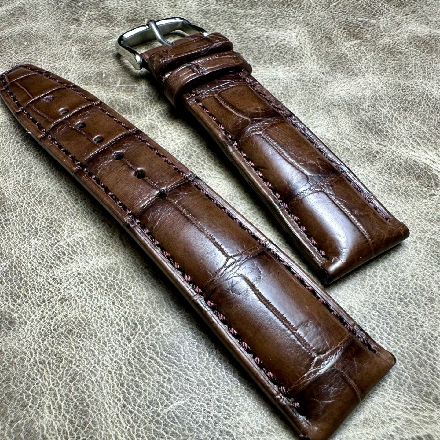只有几条，竹节纹20mm咖啡色美洲鳄鱼皮针扣表带小牛皮底,手表,配件,淘宝优惠券,粉丝福利购,淘宝优惠卷
