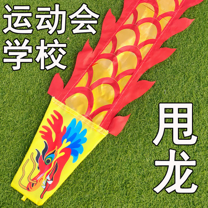 舞龙彩带健身甩甩龙儿童学生龙头舞龙表演道具广场舞健身甩彩带龙
