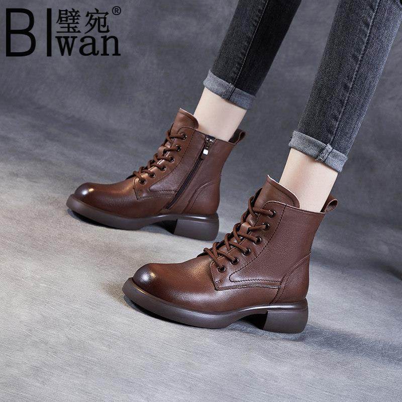 英伦风真皮厚底马丁靴女鞋冬季保暖棉鞋低跟软底防滑妈妈短靴棉靴,女鞋,马丁靴,淘宝优惠券,粉丝福利购,淘宝优惠卷