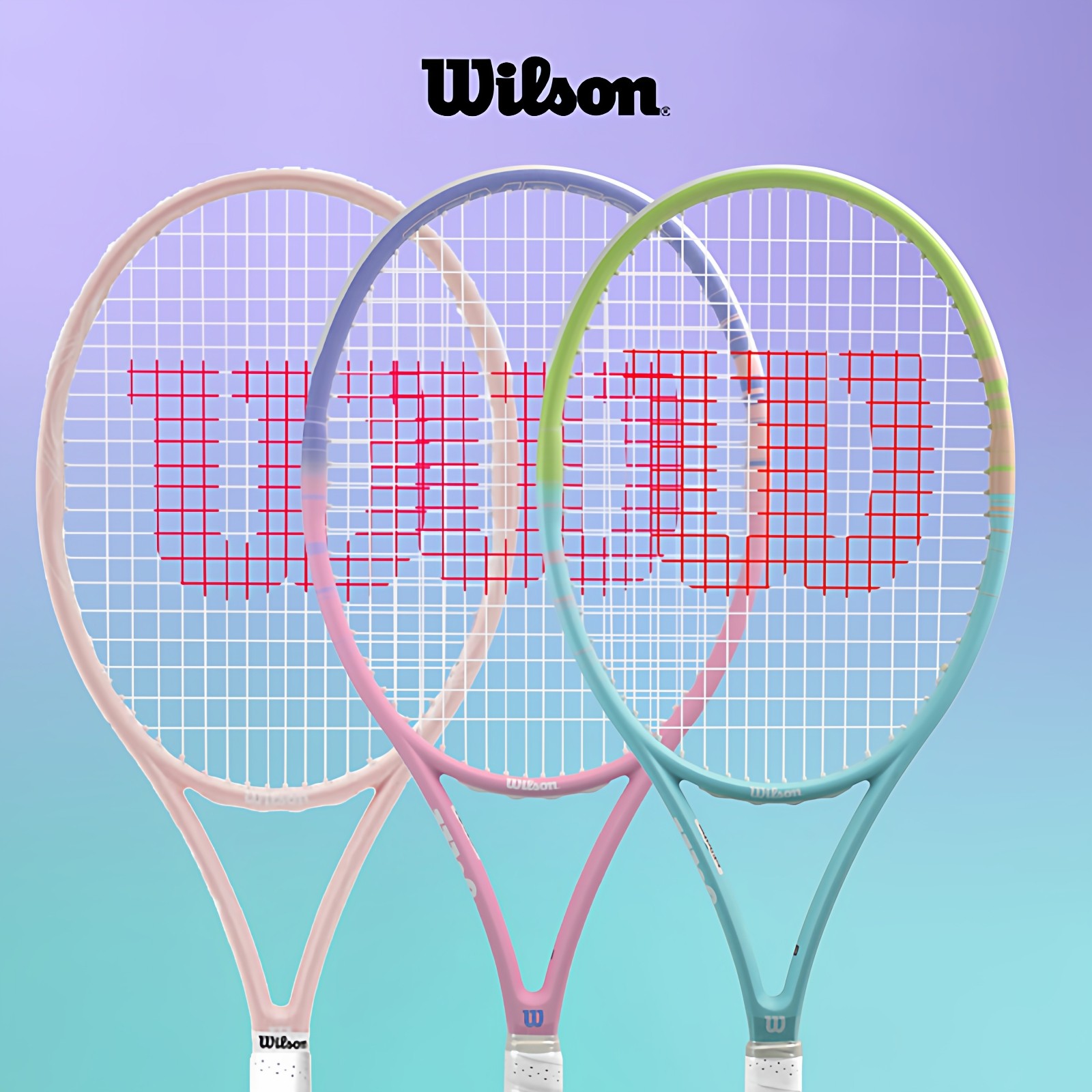 Wilson/威尔胜网球拍女生全碳素轻巧减震大拍面初学樱花粉糖果拍