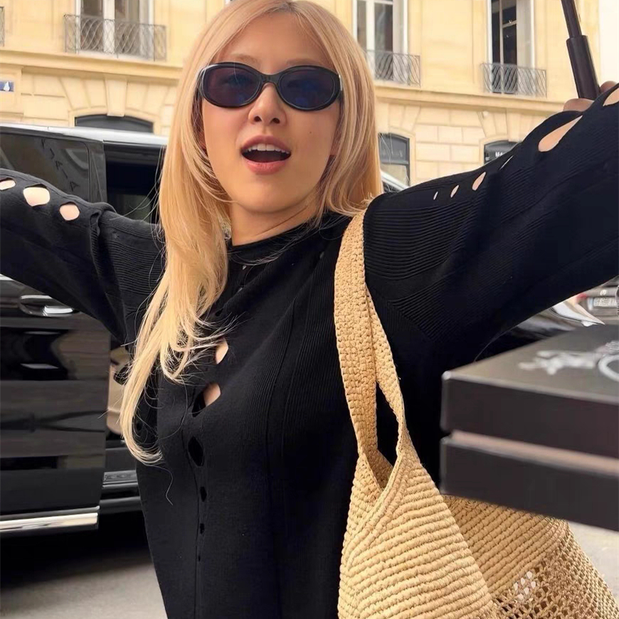 Dionrose同款激光镂空性感毛衣