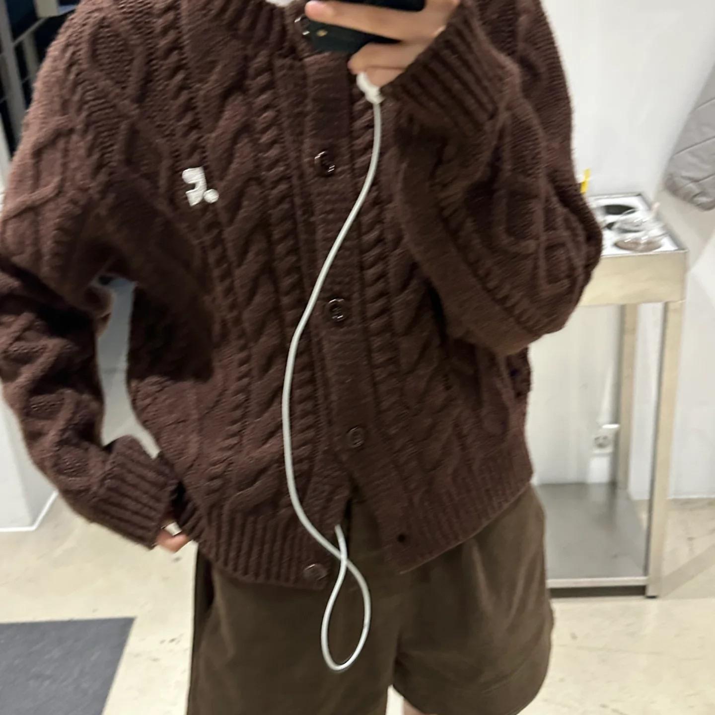 现货*R&R 25早春新品 复古麻花刺绣logo开衫百搭韩系cleanfit外套