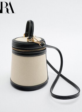 时尚女包2023新款水桶包撞色盒形迷你手提包休闲单肩斜挎小包包潮