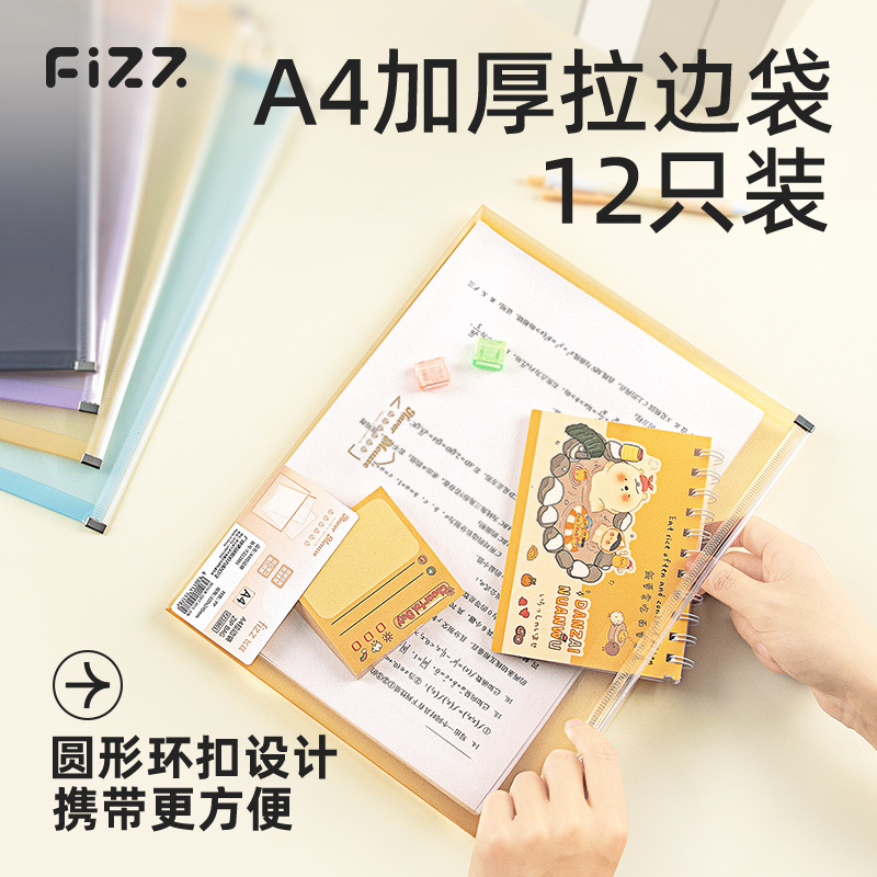 飞兹透明拉链式试卷袋12只装